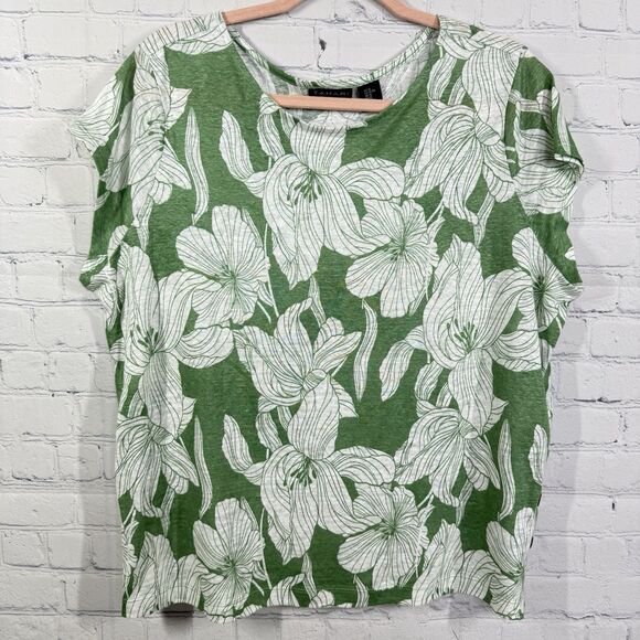 Tahari Tops - Tahari Boxy Blouse Women XL 100% Linen Summer Resort Vacation Cottage Top